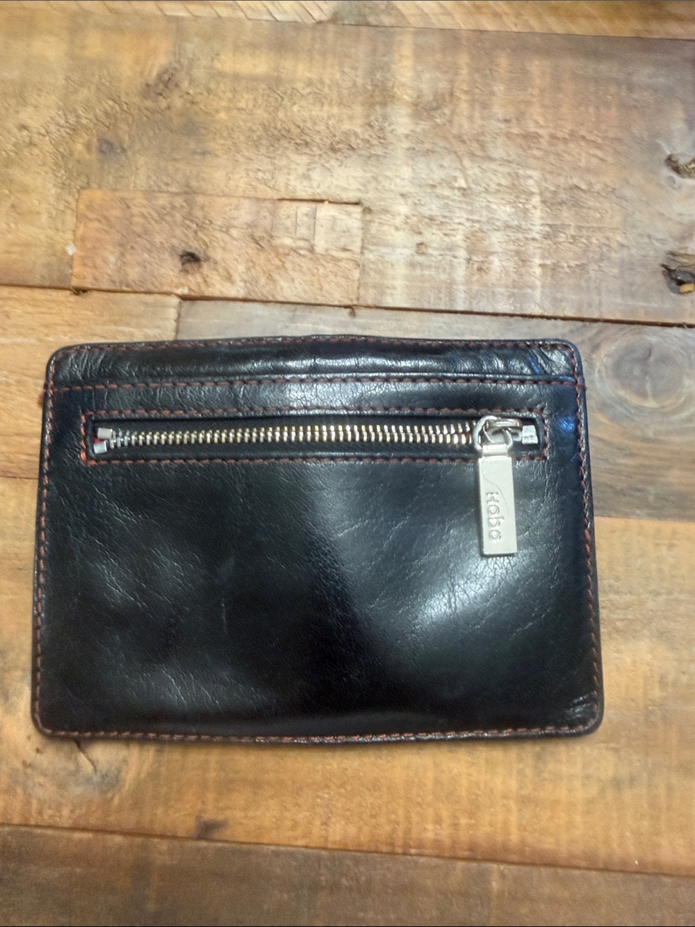 Hobo Black Leather Zip Card Holder